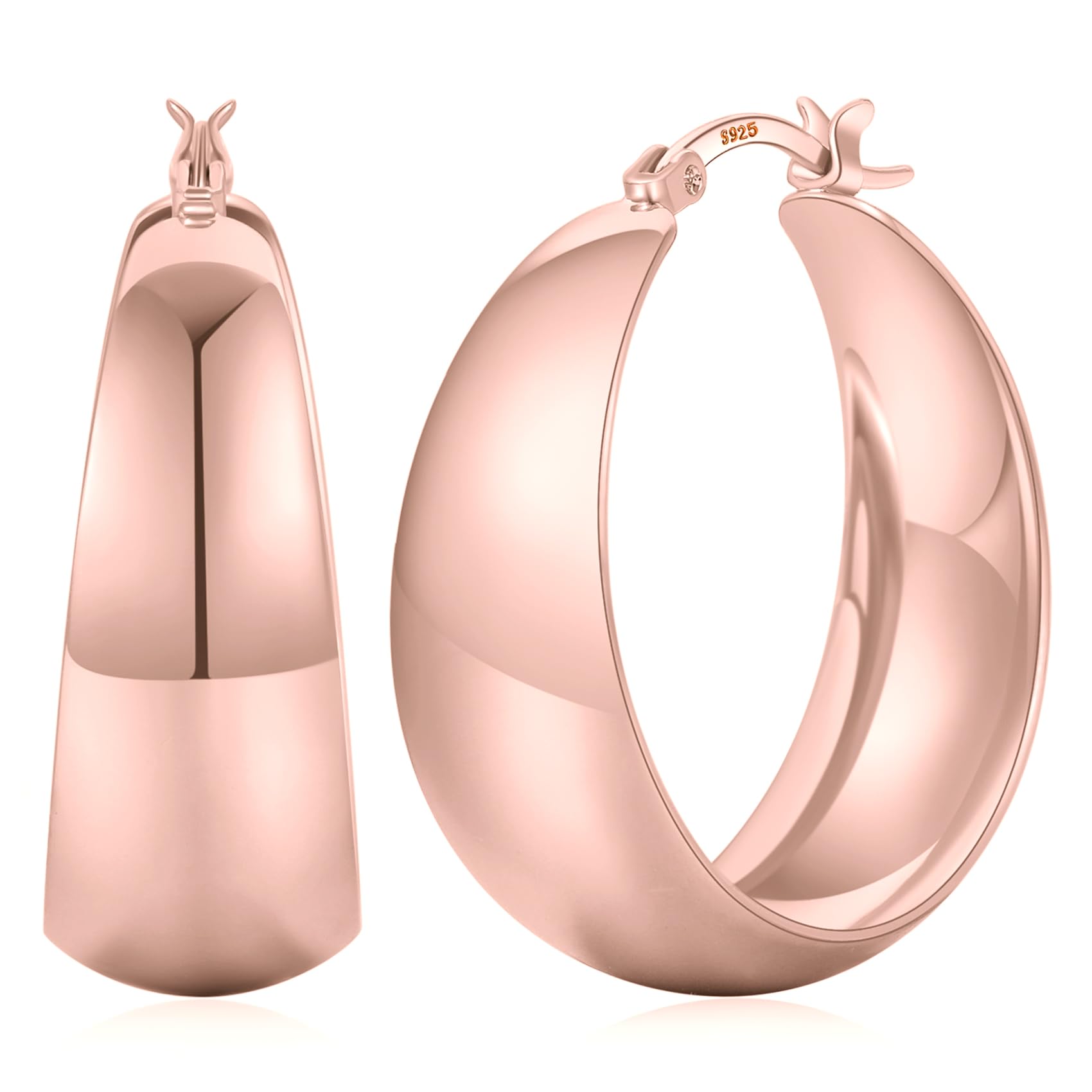 Senteria Ohrringe Silber 925 Creolen für Damen Groß Dick Leichte 12mm Breit