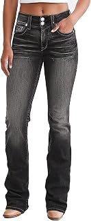 Flamingals Boot Cut Jeans for Women Mid Waist Tummy Control Trendy Flare Jeans Straight Denim Pants