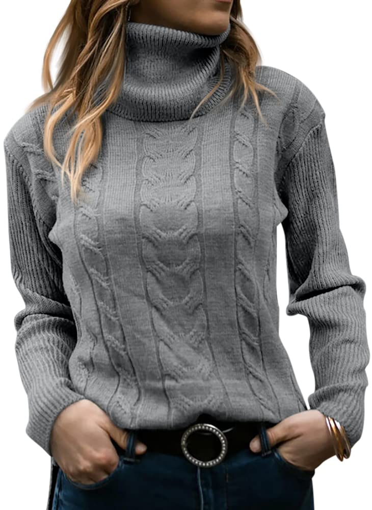 GeGekoko - Women's Elegant Long Sleeve Chunky Knit Casual Soft Turtleneck Sweate
