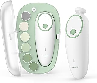 Momcozy Baby Nail File Electric, Gentle Night Light Baby Nail Trimmer | Lowest 3500RPM Safe Baby Nail File,7 Grinding Pads Replacement, Suitable for Whole Family,Newborn Essentials Must-haves,Green