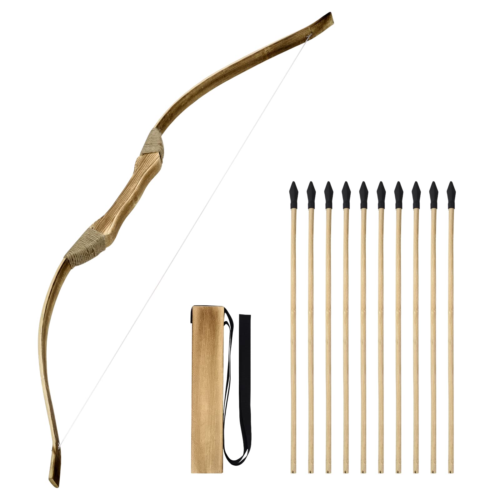 Kids Bow and Arrow Set, 32 Inch Archery Set Handmade Wooden Toy Bow and Arrow fo