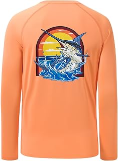 BASSDASH Men’s Fish Graphic UPF 50+ Long Sleeve Fishing Shirts Sun Protection Breathable Moisture Wicking T-Shirt