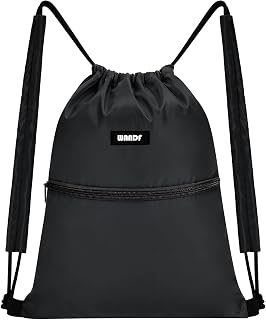 WANDF Drawstring Backpack with Shoulder Pad String Bag Sackpack Cinch Water Resistant Nylon for Gym Shopping Sport Yoga