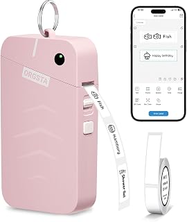 ORGSTA Label Maker, S001 Portable Bluetooth Label Maker Machine with Tape | Thermal Label Printer for Home, Office, School Organization, Wireless Mini Labeler, Sticker Maker, Multiple Templates, Pink