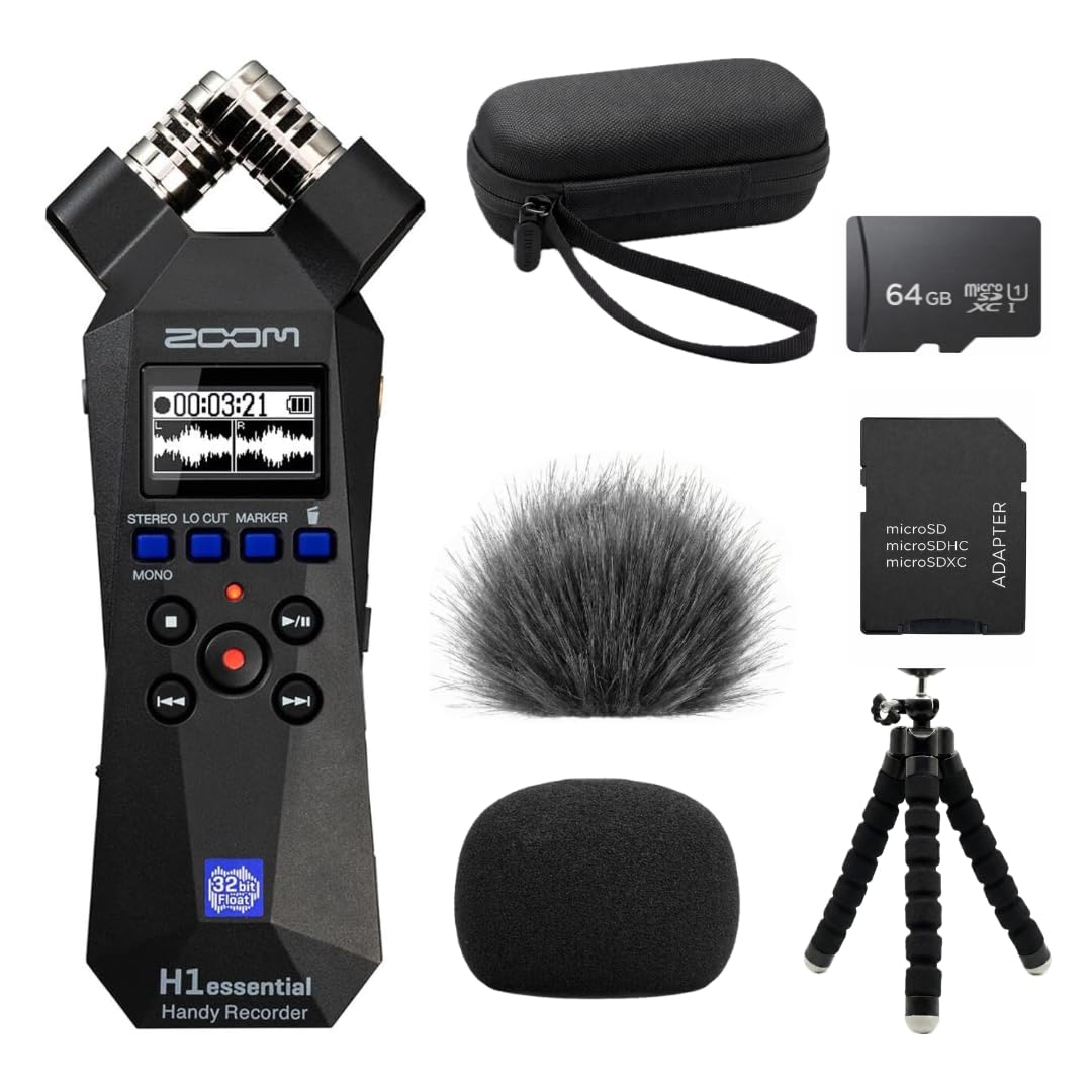 Zoom H1essential Handy Recorder Bundle with 64GB Ultra microSD Card and Adapter,
