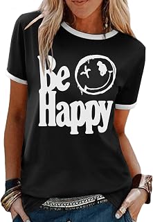 heekpek Women's T-Shirt, Short-Sleeved, Women's Tops, Summer, Casual, Round Neck, Cotton Shirt, T-Shirt, T-Shirt, Print