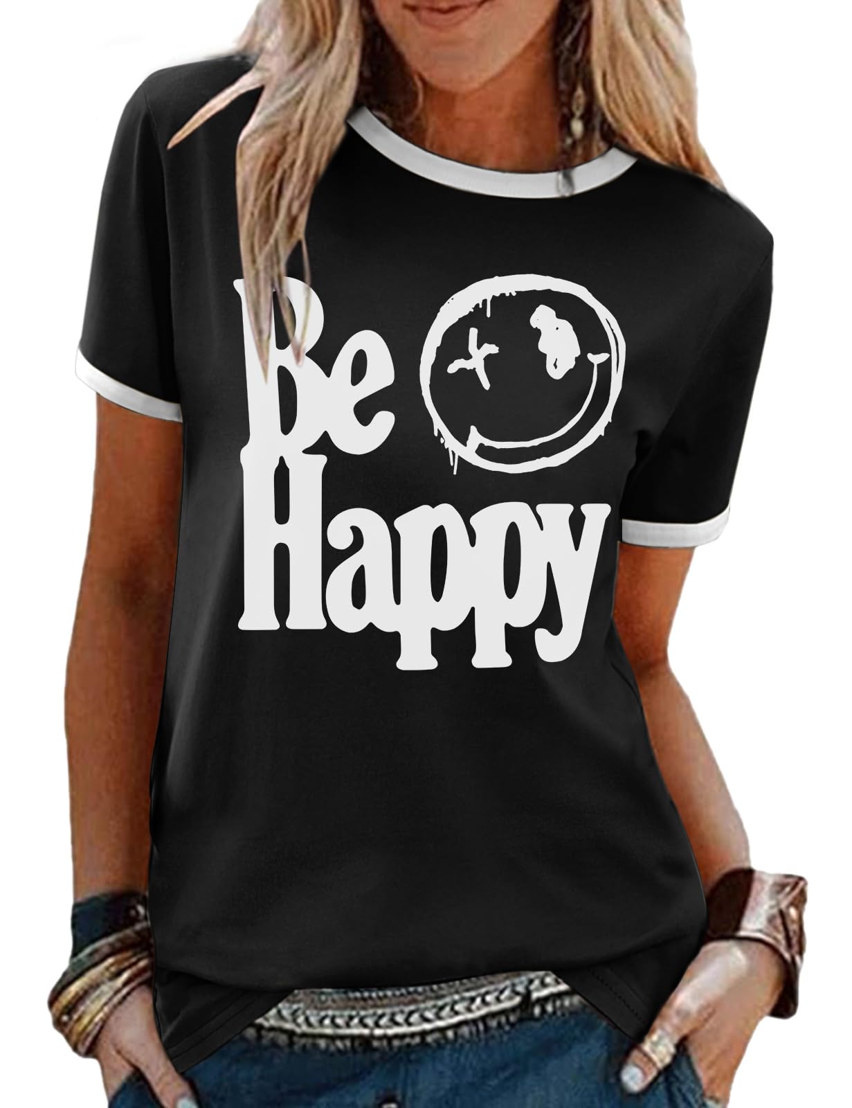 heekpek Women's T-Shirt, Short-Sleeved, Women's Tops, Summer, Casual, Round Neck