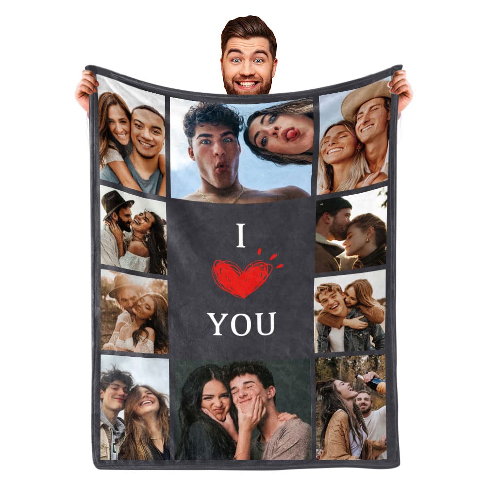 Custom Blanket with Photo I Love You Girlfriend Boyfriend Blankets Gift,Personal