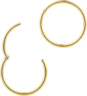 2pcs 316L Surgical Steel 18G (standard fit) Hinged Segment Ring Hoop – Hypoallergenic Septum Nose Lip Tragus Helix Earring Body Piercing Jewellery, 6mm-10mm