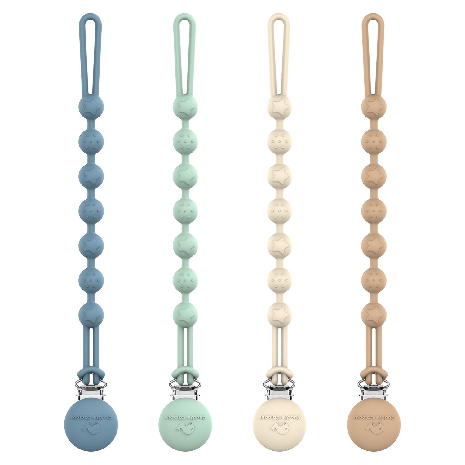 Cuddle Campus Silicone Pacifier Clip Holder with One Piece Design,Soft Flexible 