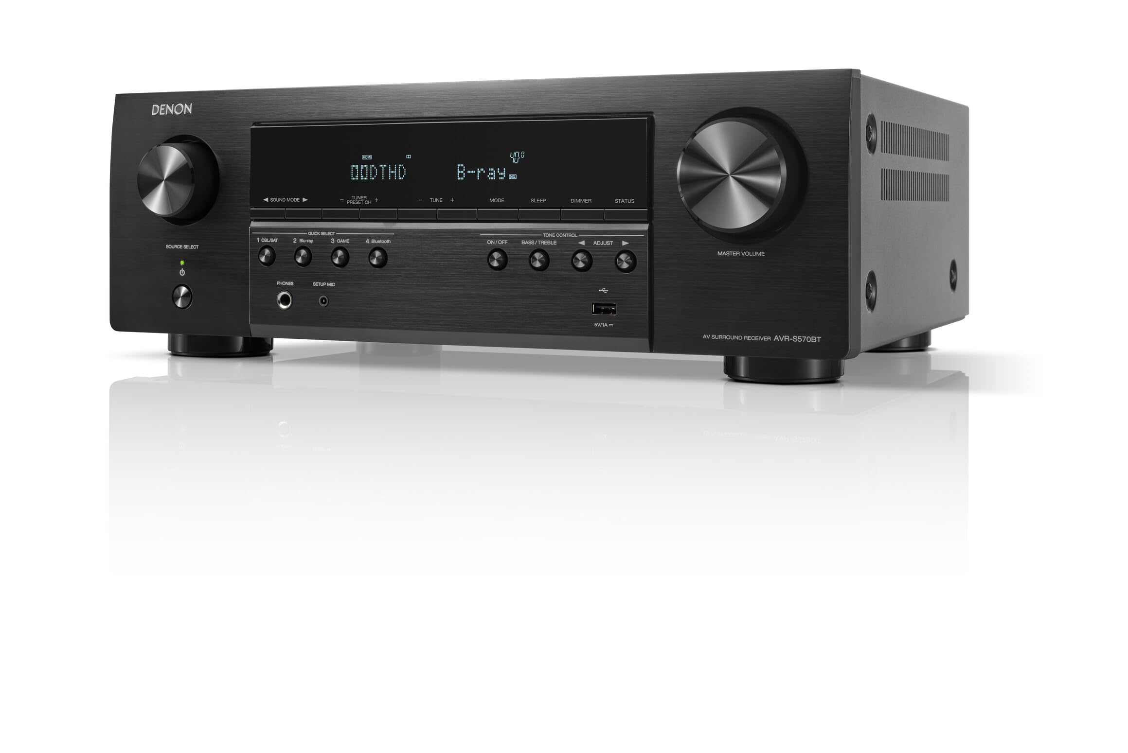 Denon AVR-S570BT 5.2 Channel AV Receiver - 8K Ultra HD Audio & Video | Enhanced 