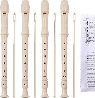 SANNIX 4 Pack Recorder Instrument, 8 Hole German Style Soprano Recorder | for Beginner, Recorder With Cleaning Rod, School Student Music Instrument (Ivory)