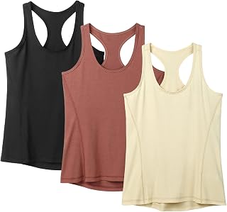 icyzone Women's Tank Top Sports Running Racerback Top Sleeveless Fitness Gym Shirt, Pack of 3