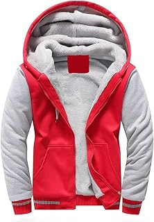 Men's Hoodie with Zip, Long Sleeve Hooded Jacket, Winter Warm Fleece Inner Sweatshirt, Plus Thick Fleece Jacket, Sweat Jacket with Hood