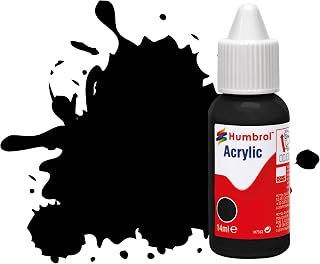 Humbrol No.33 Black - Matt Acrylic Paint 14ml DB0033 | Matt (14ml), Acrylic Paints for Models, Plastic, Metal, Wood, Glass, Ceramics and More, Touch Up Coat
