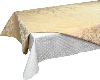 Hotel Quilted Flannel Backed PEVA Vinyl Table Pad, White, 52x120-Inch | Quilted PEVA, Flannel Backed