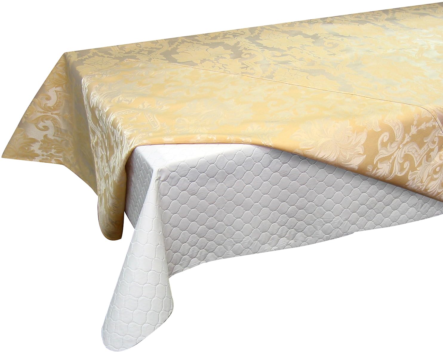 Hotel Quilted Flannel Backed PEVA Vinyl Table Pad, White, 52x120-Inch | Quilted 