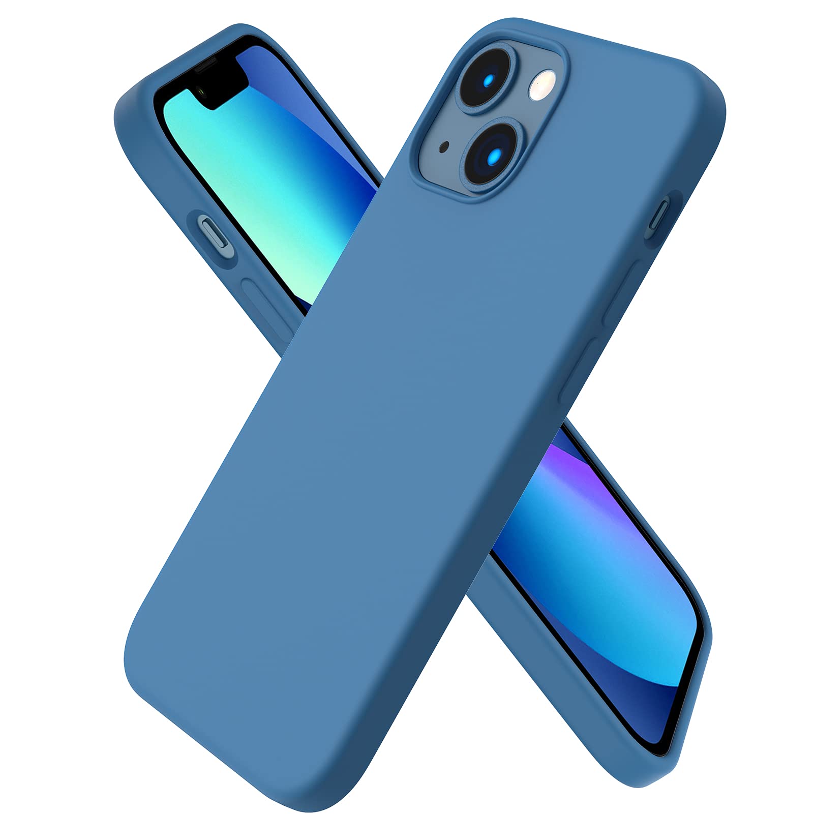 ORNARTO Cover for iPhone 13 Mini Silicone, Shockproof, Fjord Blue