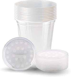 Snout and Shell Deli Cups with Fabric Vented Lids, 10 Pack - Secure Fruit Fly & Insect Cultures, Prevent Escapes & Contaminants, Easy Fruit Fly Media Preparation, Hot Liquid Safe