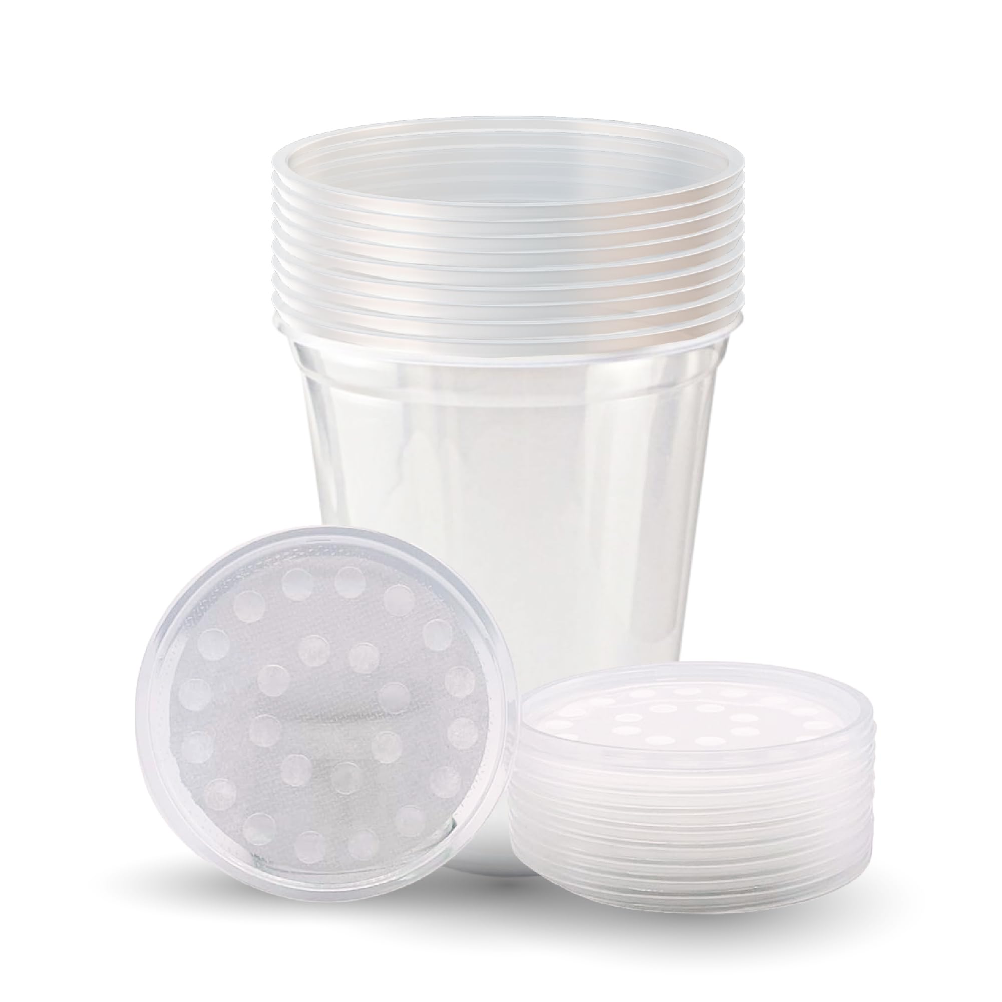 Snout and Shell Deli Cups with Fabric Vented Lids, 10 Pack - Secure Fruit Fly & 