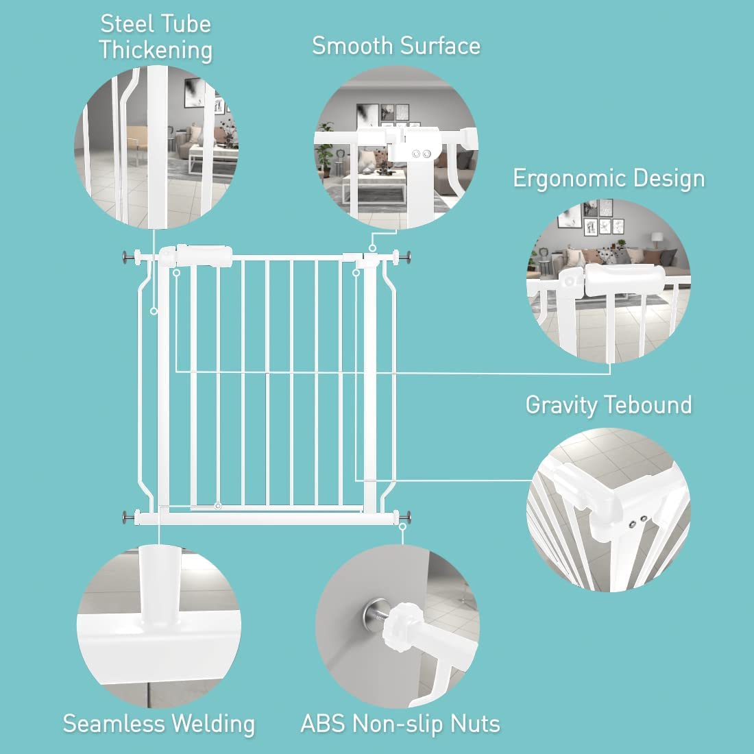 WAOWAO Baby Gate 29.13-33.86inch Extra Wide Pressure Mounted 30 31 32 33 Inches 