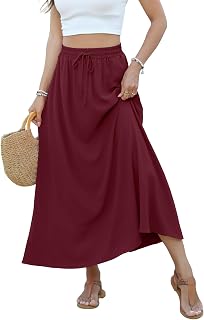 YSYOKOW High Waisted Maxi Skirts for Women Casual Summer Long Skirt with Pockets Boho Flowy A-Line Skirts