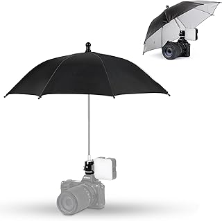 Upgrade Camera Hot Shoe Umbrella Sunshade with 3 Level Height Adjustable
