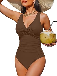 Holipick Women's Tummy Control One Piece Swimsuit - Push Up Swimsuit Full Coverage Slimming Bathing Suit