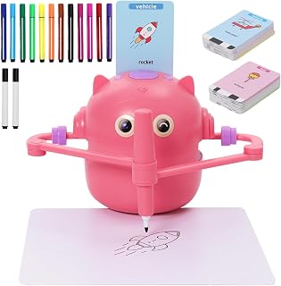 Drawing Robot for Kids Interactive Painting Robot Chargable Montessori Painting Learning Toys for 3 4 5 6 7 8 Year Old Boys Girls Birthday Party No Batteries Pink