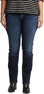 Silver Jeans Co. Women's Plus Size Suki Mid Rise Straight Leg Jeans Jeans