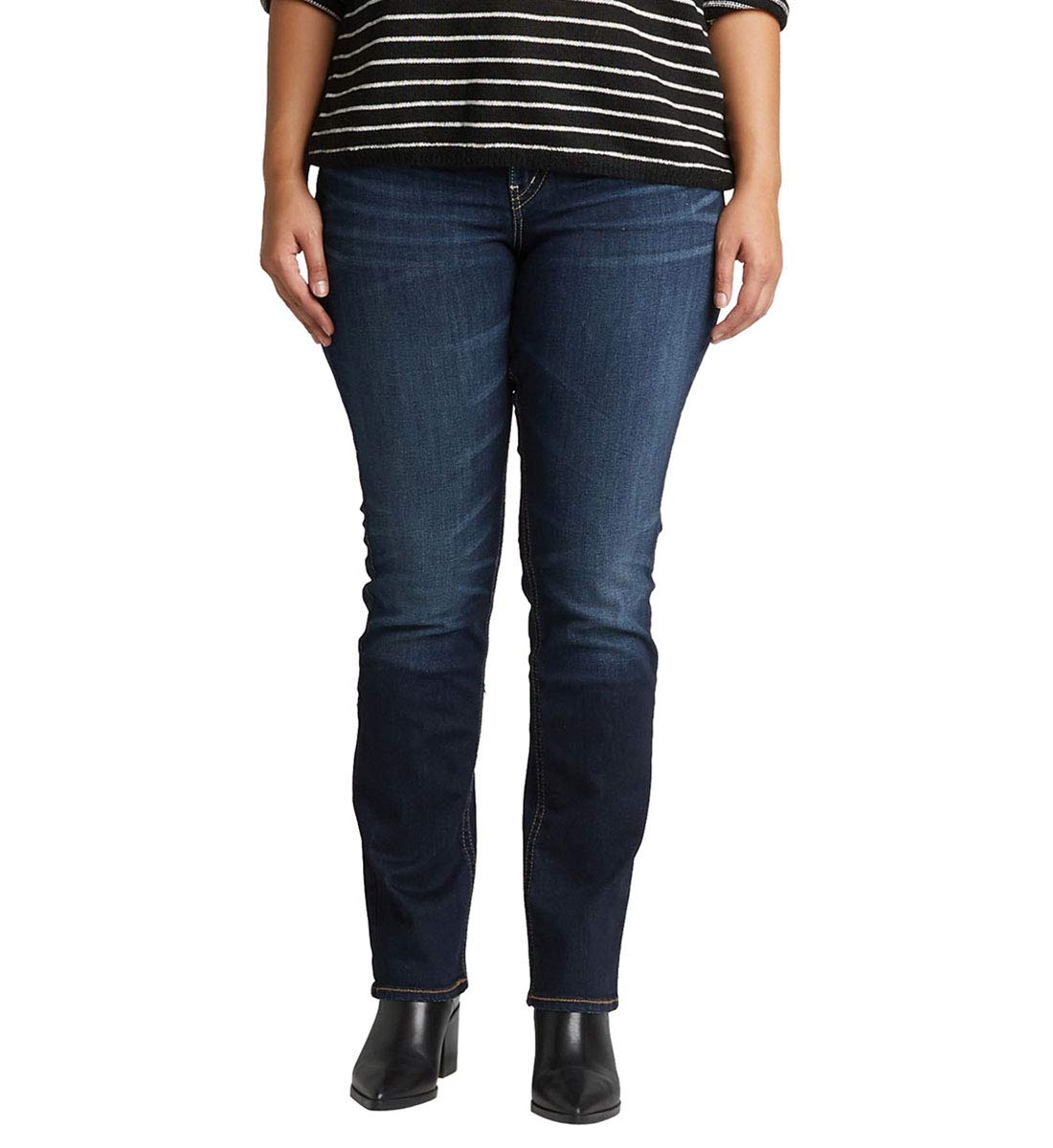 Silver Jeans Co. Women's Plus Size Suki Mid Rise Straight Leg Jeans Jeans