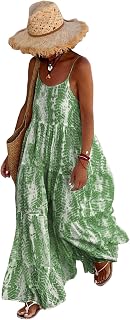 PRETTYGARDEN Women's Summer Dresses 2025 Spaghetti Strap Scoop Neck Floral Maxi Dress Floral Boho Long Sundress with Pockets