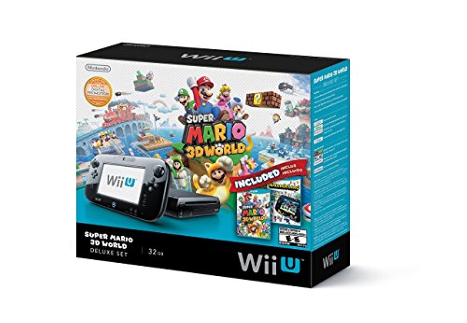 Nintendo Wii U Deluxe Set: Super Mario 3D World and Nintendo Land Bundle - Black