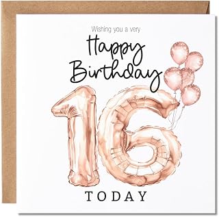 Maise & Rose 16th Birthday Card For Girl Sweet 16 Birthday Balloon Card 193 | Her, 16 Years, Teenager, Sister, Daughter, Granddaughter, Friend, Premium 300gsm Card, Recyclable, Made In The Uk