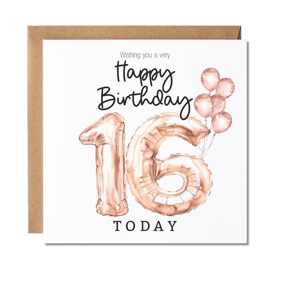Maise & Rose 16th Birthday Card For Girl Sweet 16 Birthday Balloon Card 193 | He