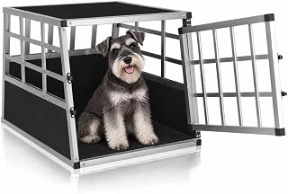 CADOCA Medium Dog Crate Car Boot, Dog Cage M, Travel Carrier, Aluminium | Medium Dog Guard Alternative Heavy Duty Metal Cage Lockable Divider Tray, Cat Transport Separator Puppies Kittens, 70x54x51cm