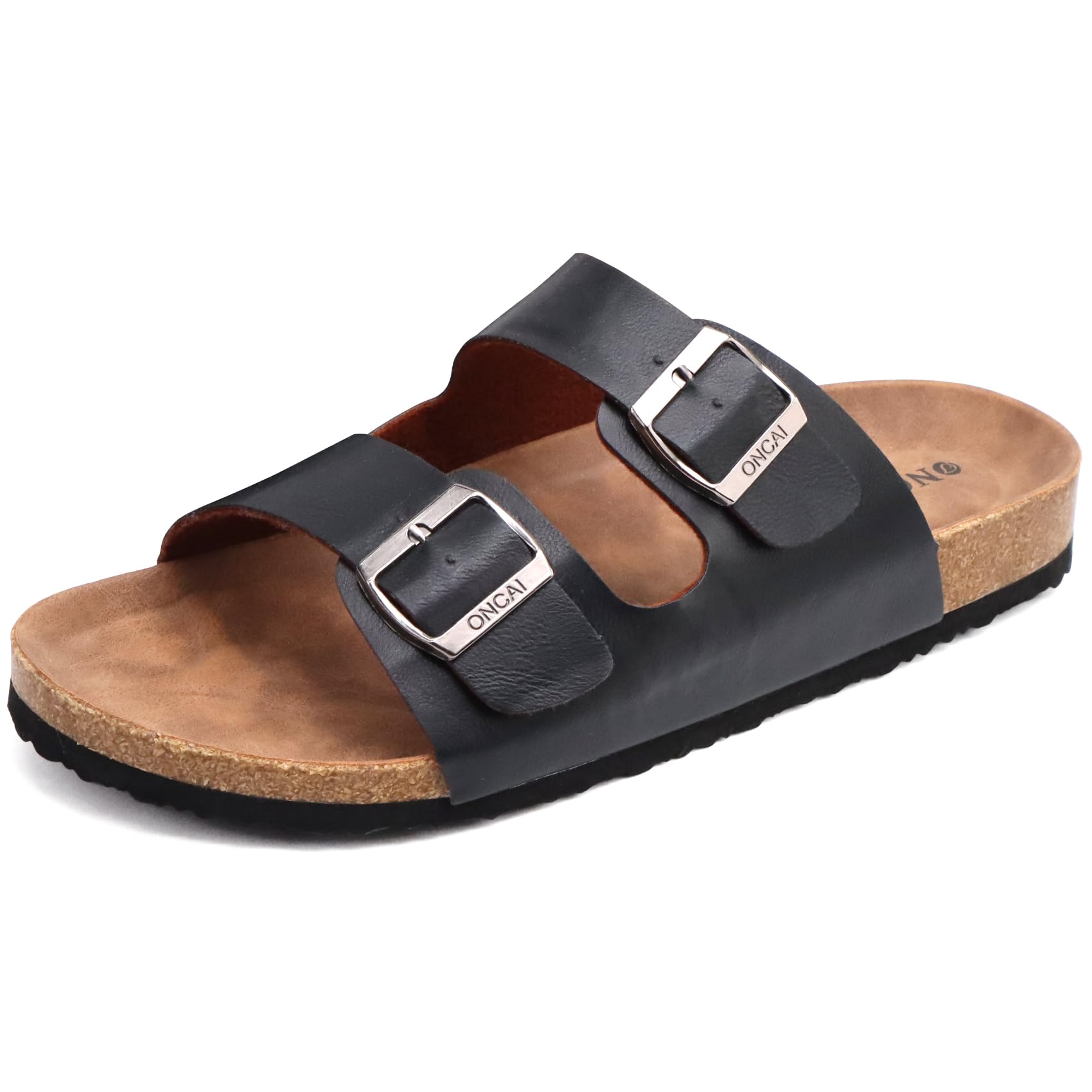ONCAI Men's Sandals, Leather Summer Outdoor Sandals Open Toe Sandals for Adults 