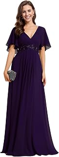 Ever-Pretty Elegant Evening Dresses Wedding Dresses Extra Long Women's Guest Dresses V Neck Chiffon High Waist EE01960