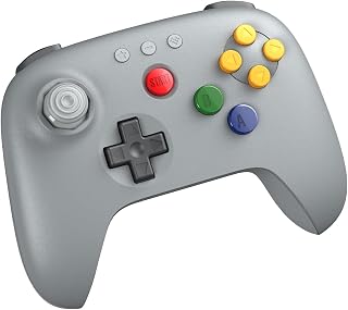 8Bitdo 64 Bluetooth Controller for Analogue 3D, Grey | Switch/Switch 2, Windows and Android Support, Wired USB, D-Input/S-Input Modes, Hall Effect Joystick, Vibration