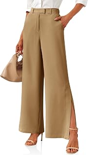 Cicy Bell Womens Side Split Dress Pants Wide Leg Business Casual Trousers