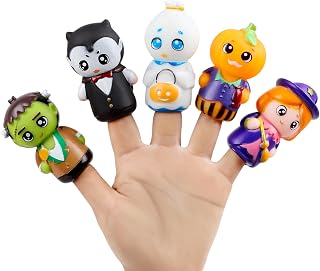FOIMAS Halloween Finger Puppets,5pcs Pumpkin Witch Finger Puppet Toys for Kids Trick or Treat Halloween Bag Filler Party Favor Supply