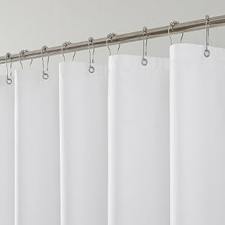 1 Pack Water-Repellent Fabric Shower Curtain Liner, 72x72 White