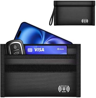 JUNDUN Military Grade Faraday Bag for Phones , Two Shielding Compartment | 8-Layer Signal Blocking ,Fireproof , Waterproof ,5G/WIFI/Bluetooth/GPS Blocking, 4 Card Slots,RFID Blocking Anti-Tracking