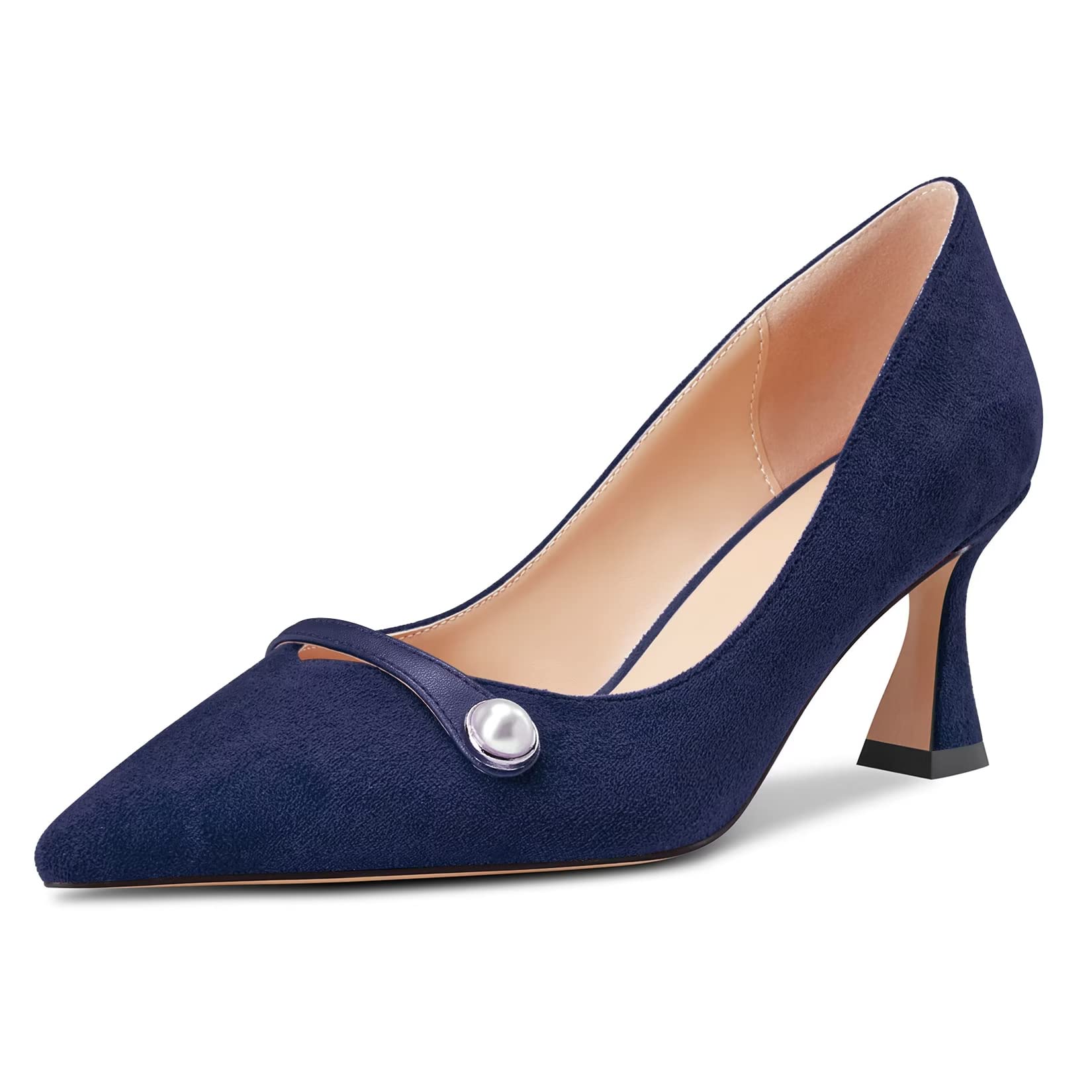 Castamere Women's Block Chunky Mid Heel Pointed Toe Slip-On Pumps Wedding Office