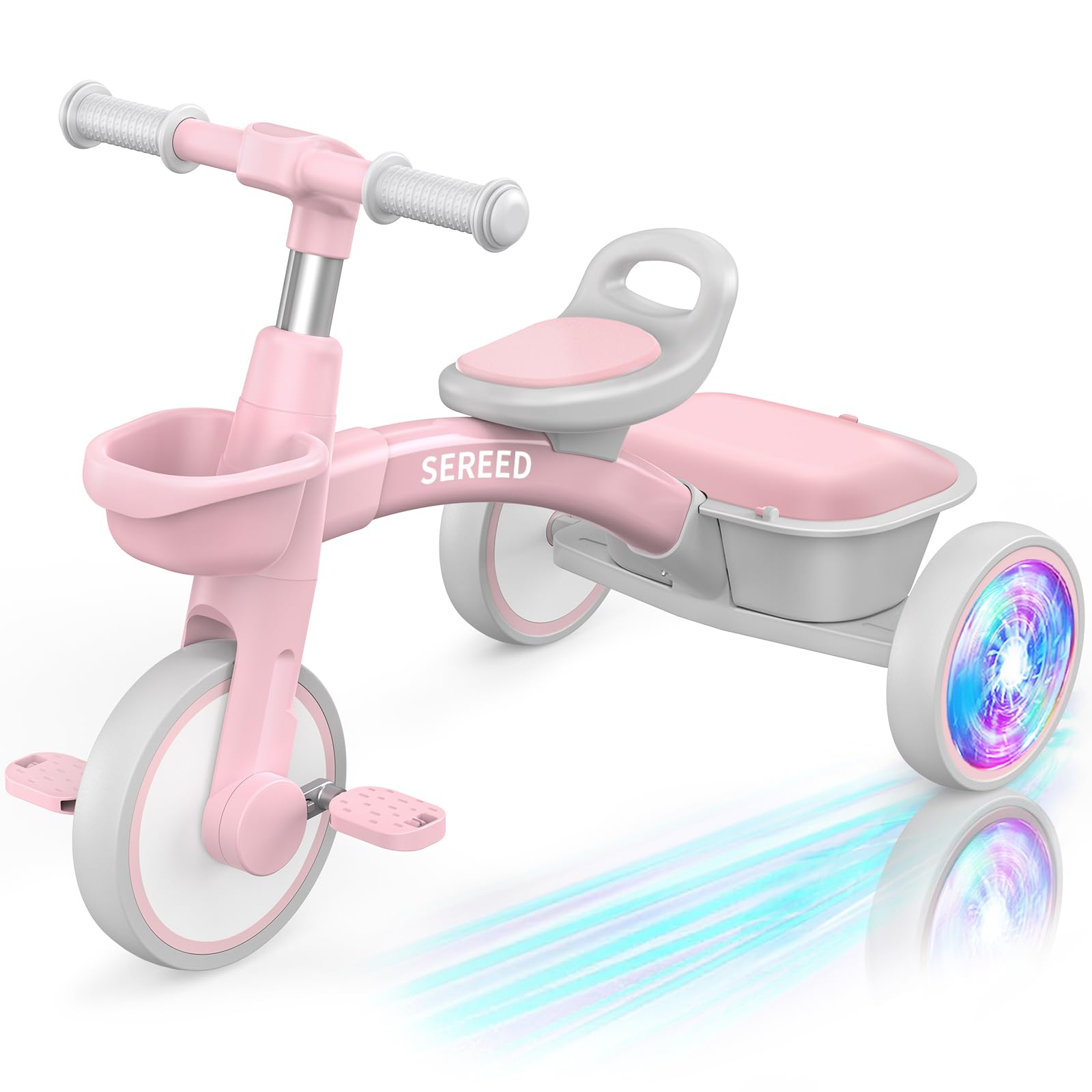 SEREED Colorful Lighting Toddler Tricycle Gift Toy for Ages 2-5 Boys Girls | Eas