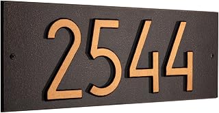 Whitehall Personalized Cast Aluminum Address Plaque, Custom Modern Horizontal House Number Sign, 14.5 x 5.5 inch Rectangle, Oil Rubbed Bronze