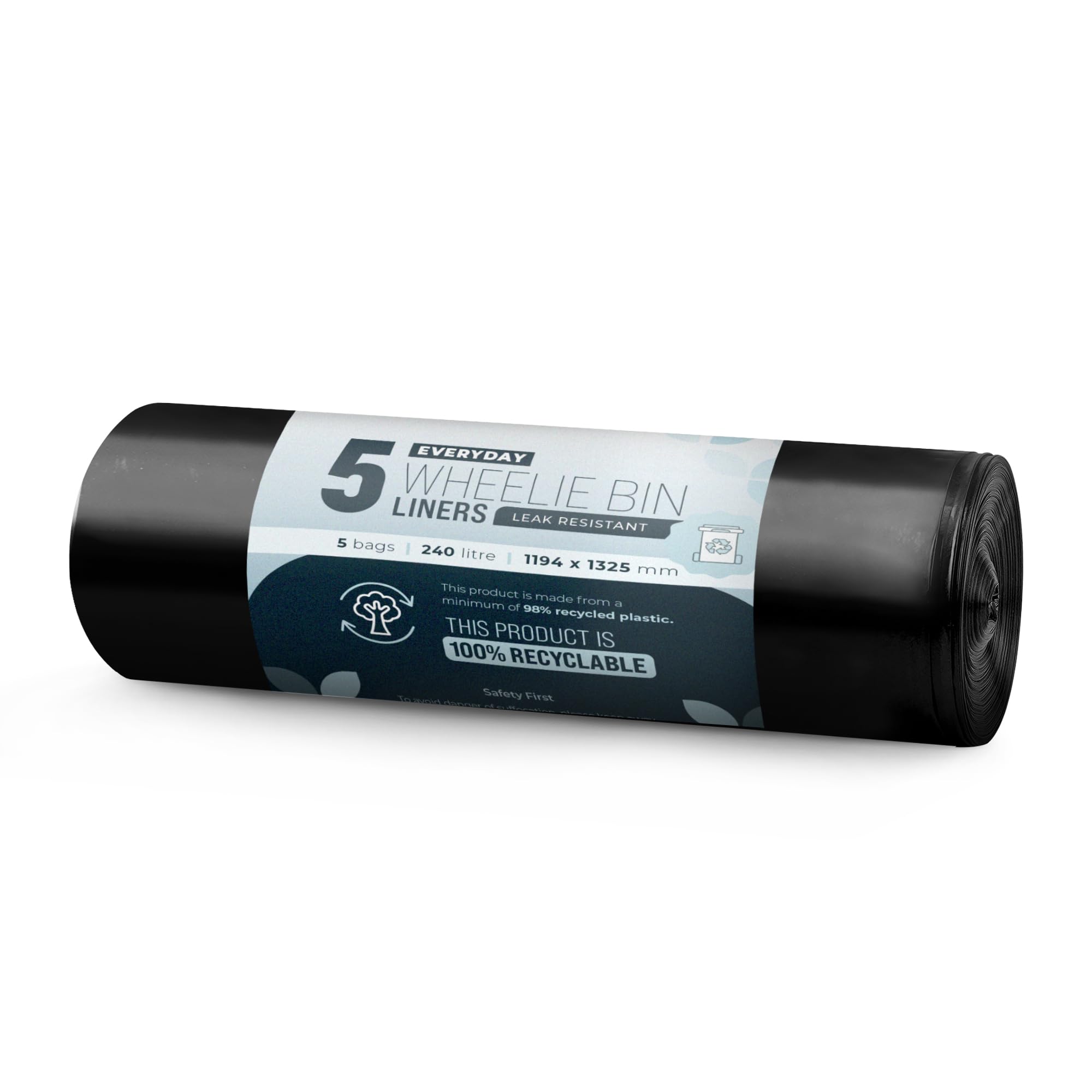 Ecobag - 5 Pack Eco-Friendly Wheelie Bin Liners - 240L - 18 Microns - Heavy Duty