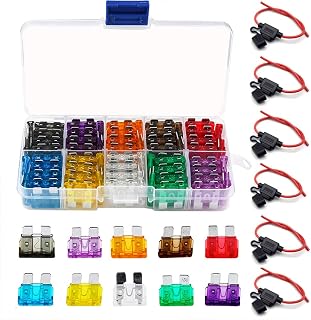 Bst4U Standard Inline Fuse Holder 12v 14AWG * 6 Pack + 100pcs Standard Car Fuses Kit ((2A/3A/5A/7.5A/10A/15A/20A/25A/30A/35A), Waterproof ATC/ATO In line Blade Fuse Holder for Car/Truck/Motorcycle