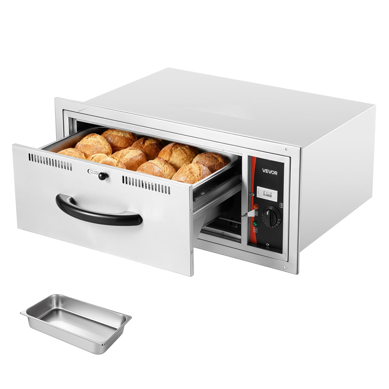 VEVOR Commercial Electric Drawer Warmer, Single-Drawer Stainless Steel Food Warm