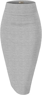 Hybrid & Company Women's Premium Nylon Ponte Stretch High Waist Pencil Suit Skirt Below Knee